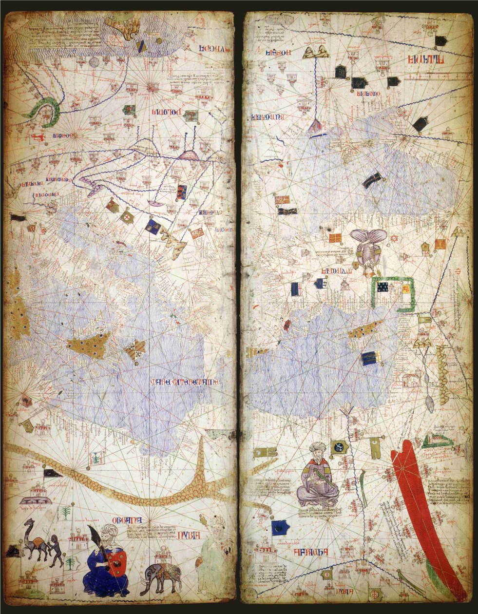 Katalán atlasz, 7. és 8. lap, 1375 alkotó: Abraham Cresques