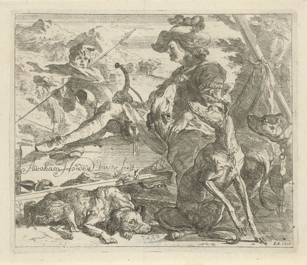 Vadász kutyákkal Különböző állatok (sorozat címe) alkotó: Abraham Danielsz. Hondius