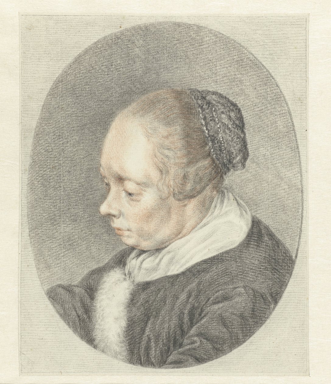 The Spinster (a nő fejének részlete) alkotó: Abraham Delfos