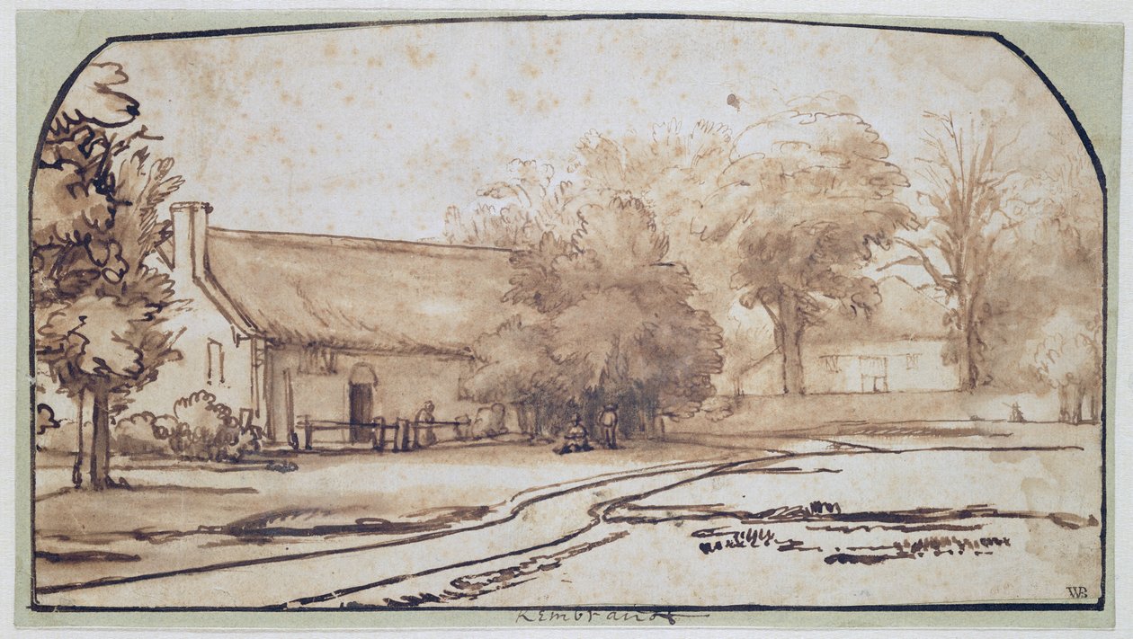 Táj parasztházzal, 1640-es évek (toll és barna tinta papíron) alkotó: Abraham Furnerius