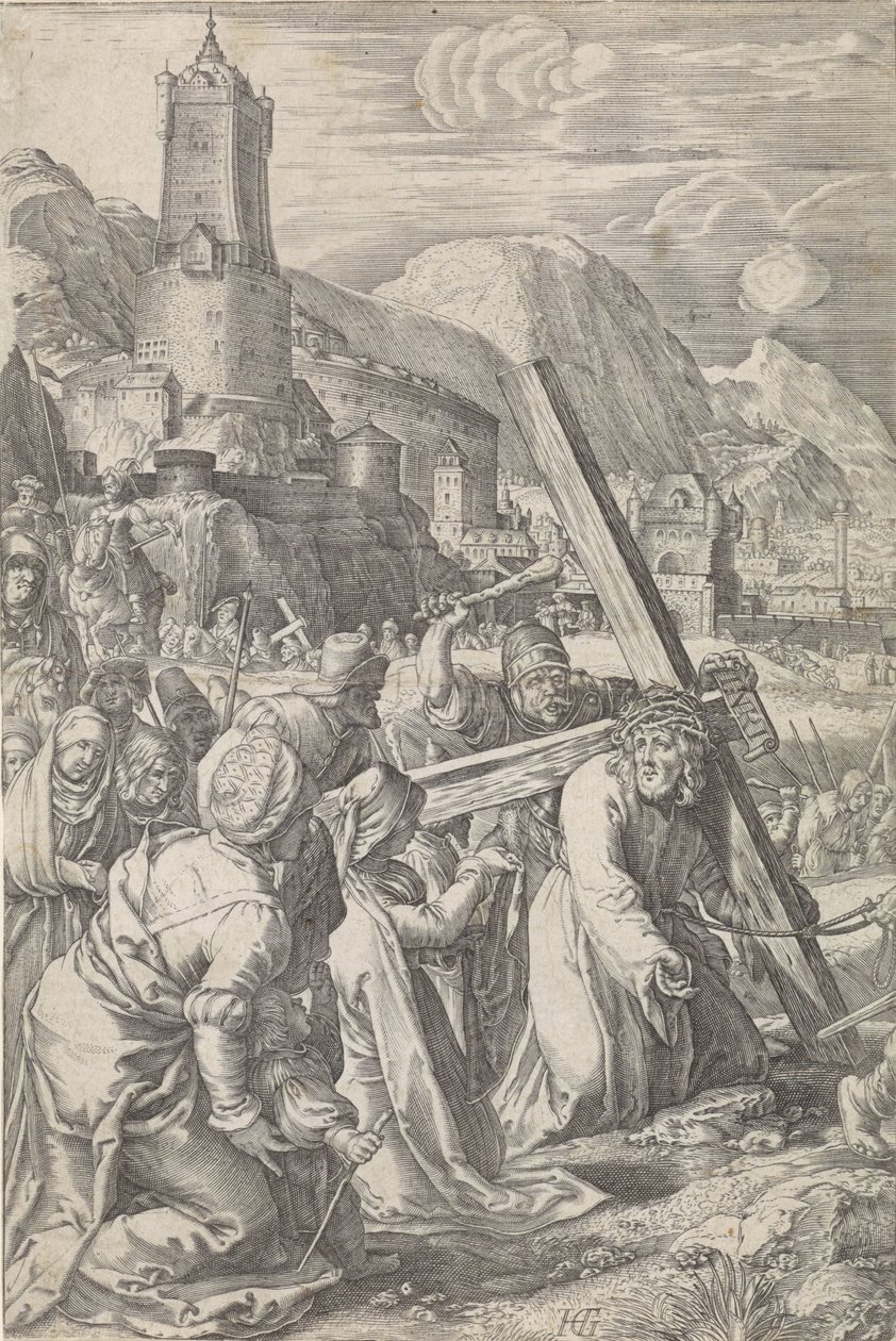 A kereszt hordozása A szenvedély (sorozat címe) alkotó: Abraham Hogenberg