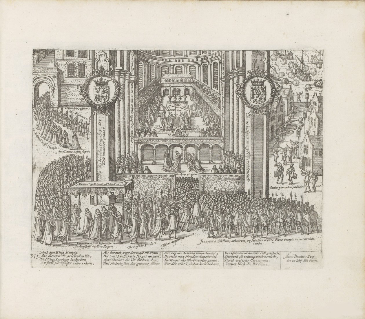 A Westminster Abbey külső képe I. Jakab koronázása idején, 1603-1604. alkotó: Abraham Hogenberg