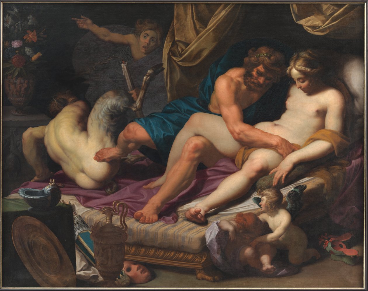 Herkules kirúgja Faunust Omfale ágyából alkotó: Abraham I Janssens