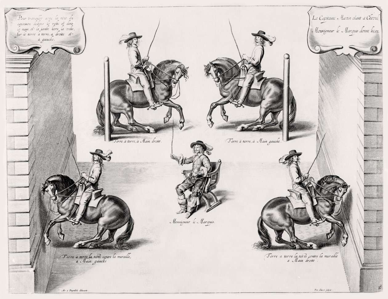 Illusztráció egy lovaglási kézikönyvből, metszett Peeter Clouwet (1629-70), 1658 alkotó: Abraham Jansz. van after Diepenbeeck