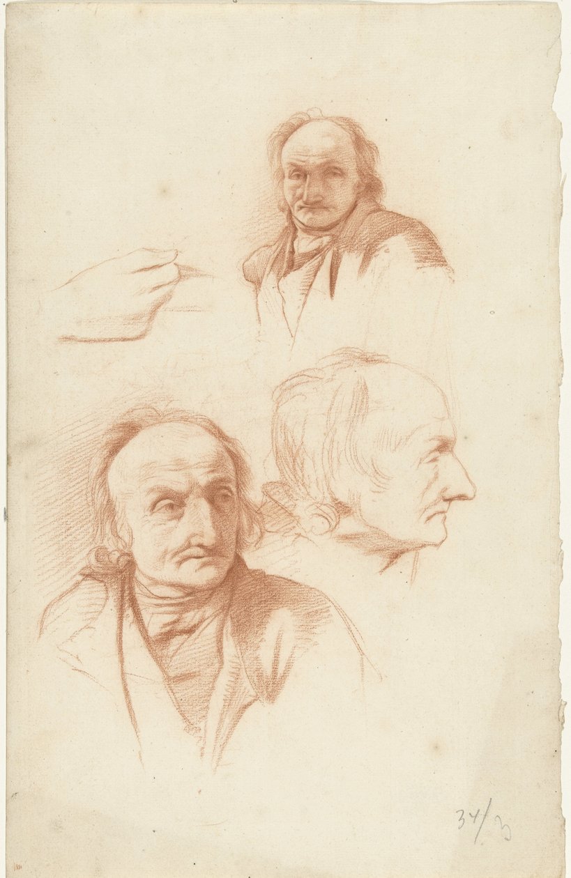 Három tanulmány egy öregember fejéről és kezéről alkotó: Abraham Johannes Ruytenschildt