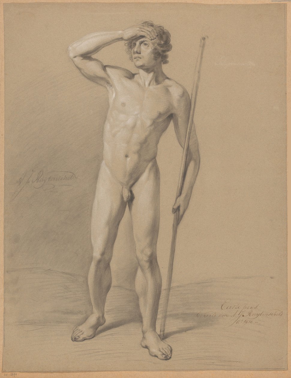 Álló férfi akt, elölről nézve (1. díj 1810) alkotó: Abraham Johannes Ruytenschildt