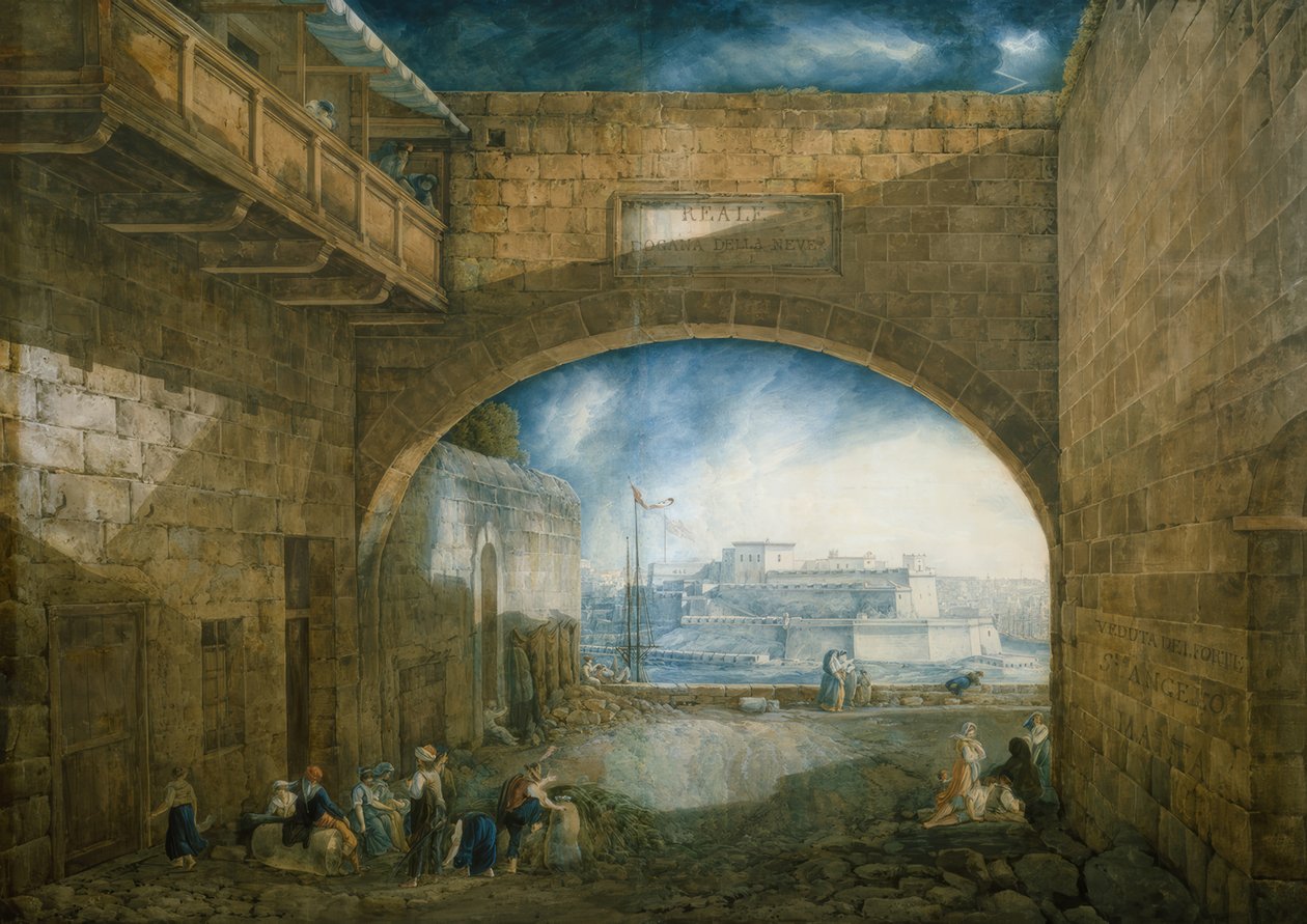 Fort St. Angelo Máltán alkotó: Abraham Louis Rodolphe Ducros