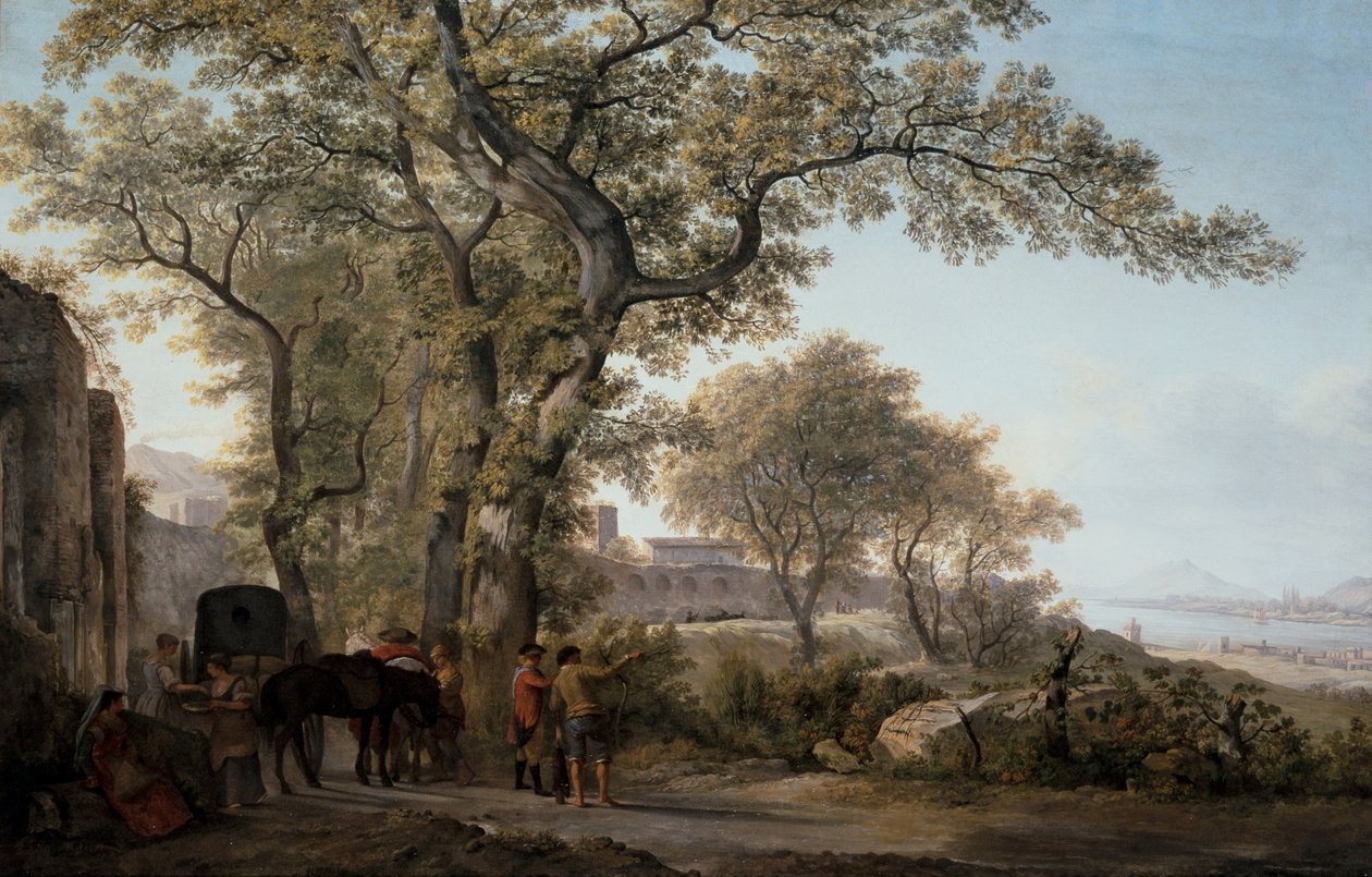 Pár: a Via Appia, kilátással a Gaeta-öbölre és a Circe Felsenre alkotó: Abraham Louis Rudolph Ducros