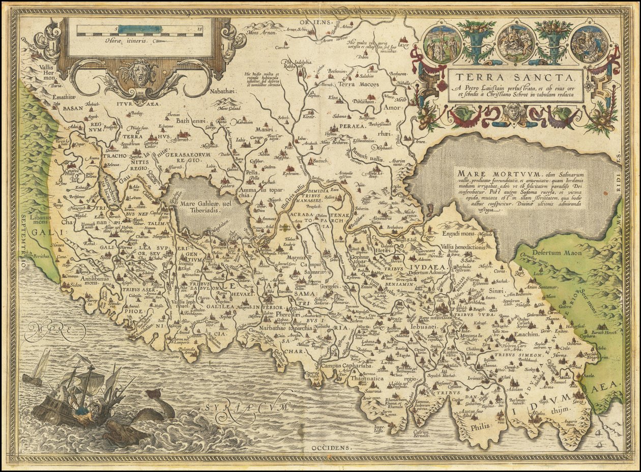 1584 térkép - Terra Sancta, a Petro Laicstain perlustrata, et ab eius ore et schedis a Christiano Schrot in tabulam redacta alkotó: Abraham Ortelius