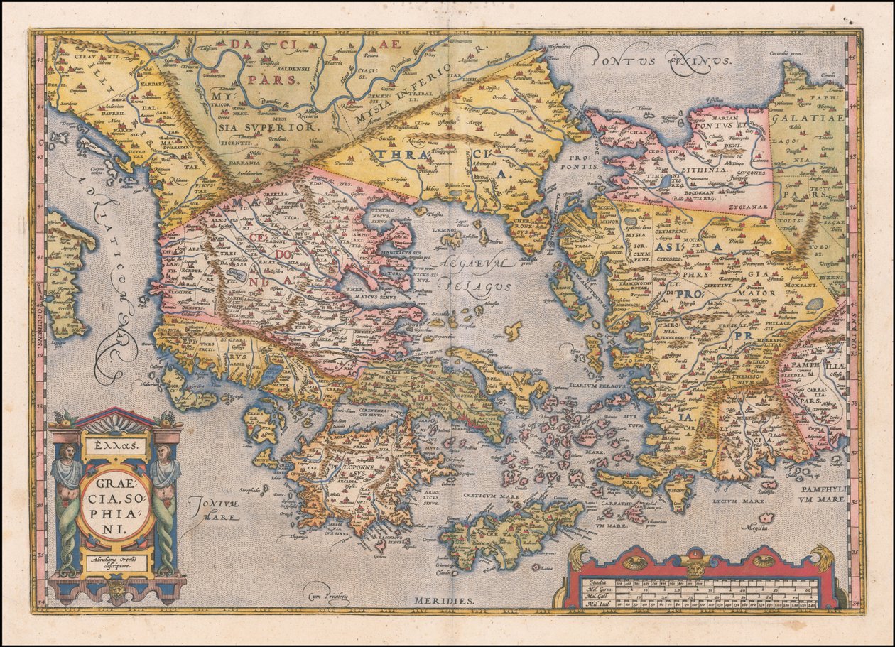 Görögország és Nyugat-Törökország 1584-es térképe, készítette Abraham Ortelius alkotó: Abraham Ortelius