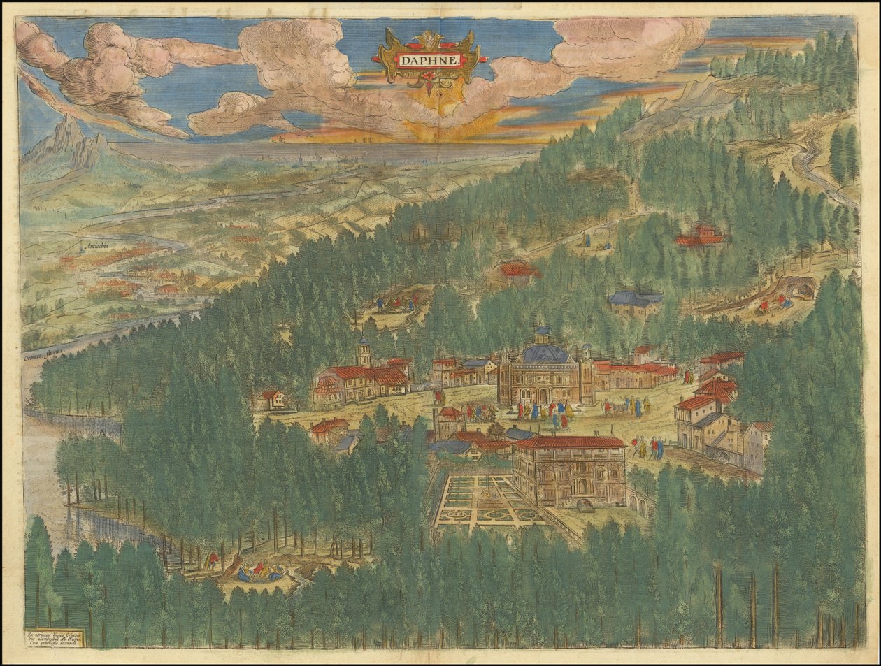 Abraham Ortelius 1624-es képzeletbeli látképe az antiókhiai Daphne-ról (Antiochia) alkotó: Abraham Ortelius