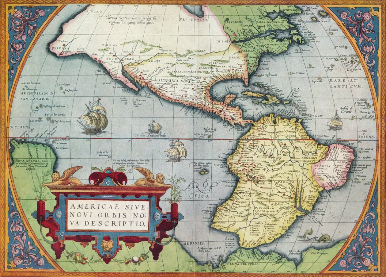 Amerika avagy az új világ: Abraham Ortelius Theatrum Orbis Terrarumból, 1570, 1570, 19 alkotó: Abraham Ortelius