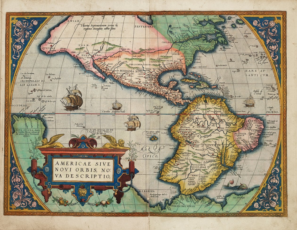 Americae Sive Novi Orbis, Nova Descriptio (Amerika vagy az Újvilág, új leírás) alkotó: Abraham Ortelius