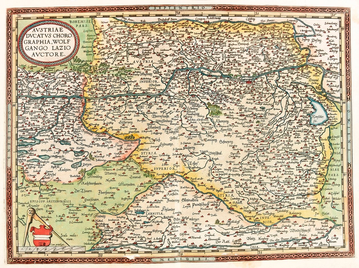 Austria Ducatus Chorographia Wolfgango Lazio Auctore Ausztria térképe Ducatus Chorographia Wolfgango Lazio Auctore Ausztria Ducatus Chorographia Wolfgango Lazio Auctore alkotó: Abraham Ortelius
