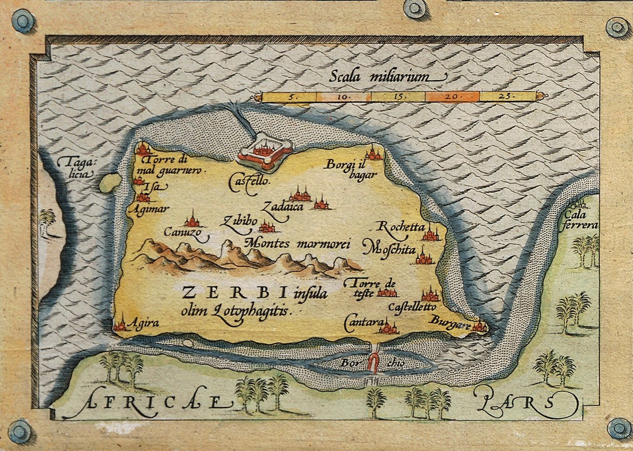Zerbi részlete a Földközi-tengeri szigetek térképéről alkotó: Abraham Ortelius