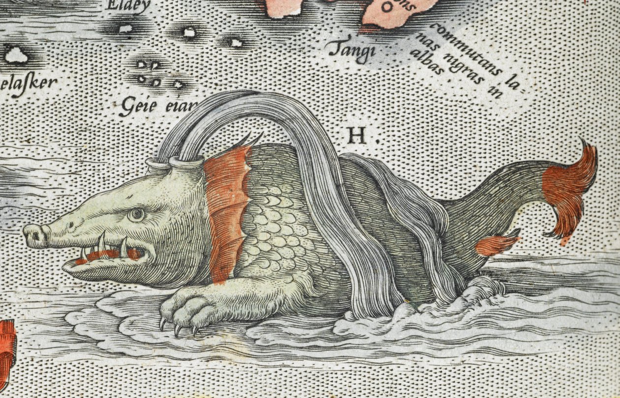 Részlet egy tengeri szörnyről, a „Typus orbis terrarum”-ból (az album fő címe, 90 térképet tartalmaz) alkotó: Abraham Ortelius