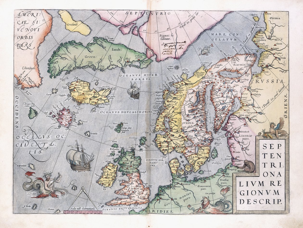 Észak-Európa kétoldalas térképe, 1575 alkotó: Abraham Ortelius