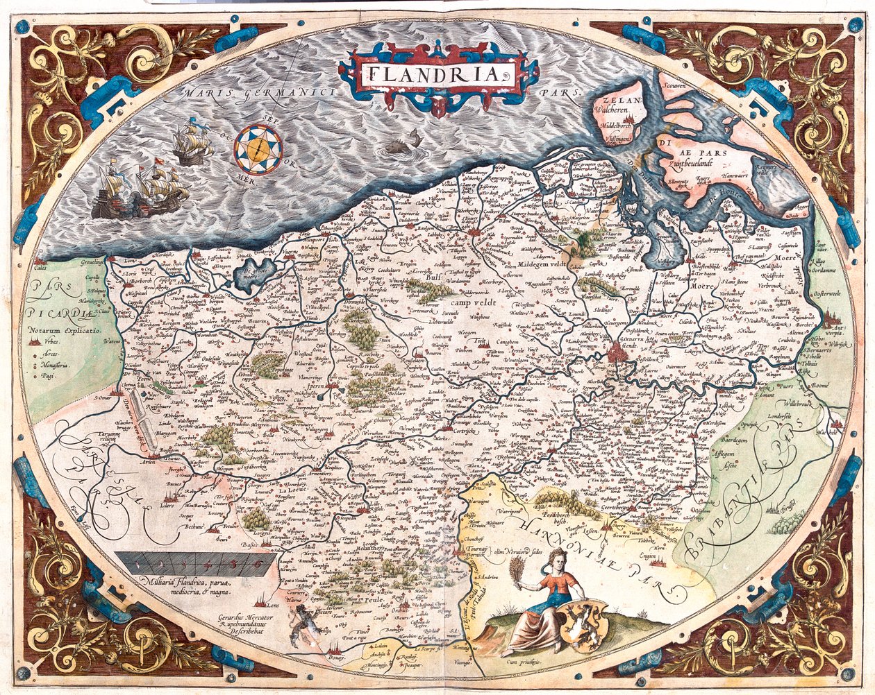 Franciaország (régió: Nord-Pas de Calais), Belgium (régió: flamand, észak-vallon), Hollandia (tartomány: Zeeland) alkotó: Abraham Ortelius