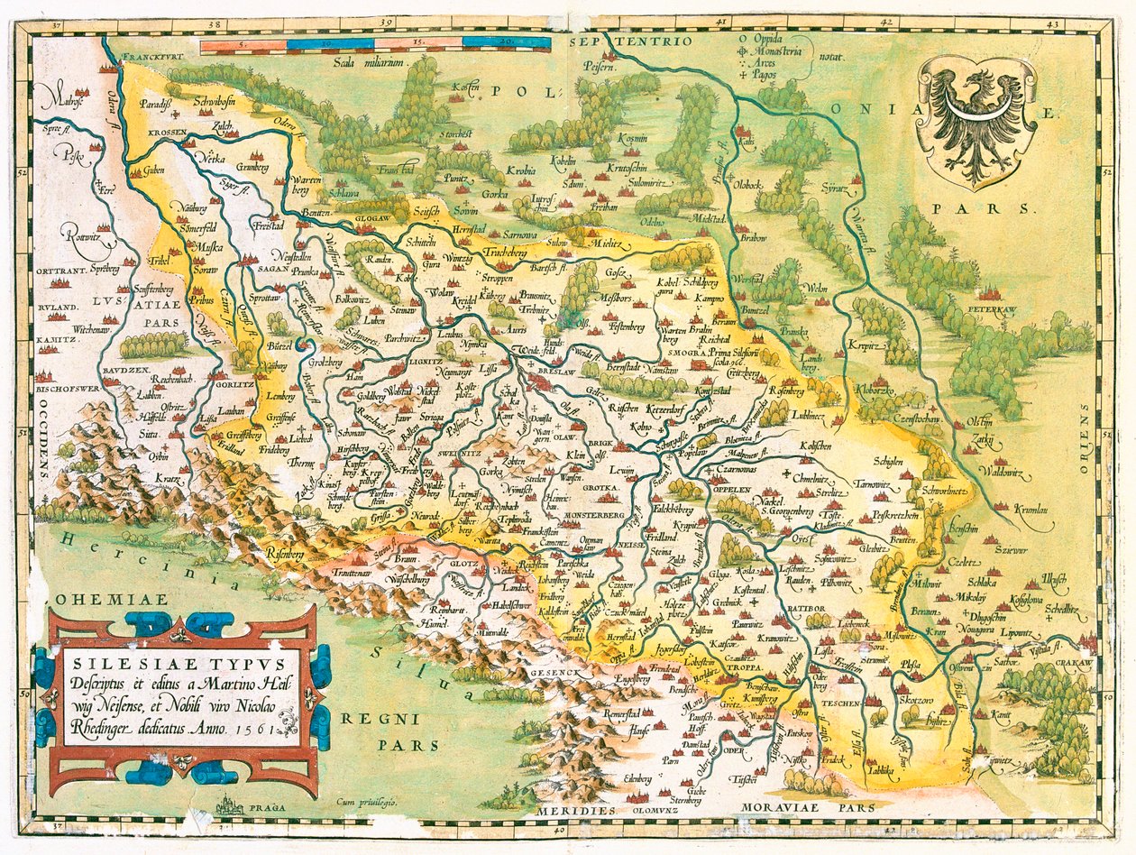 Németország (tartomány: Brandenburg, Szászország), Lengyelország (vajdaság: Lubusz, Nagy-Lengyelország, Alsó-Szilézia, ód, Opolskie, Szilézia, Kis-Lengyelország), Csehország (régió: Morva-Szilézia, Olomouc, Pardubice, Hradec Králové, Liberec, Közép-Csehors alkotó: Abraham Ortelius