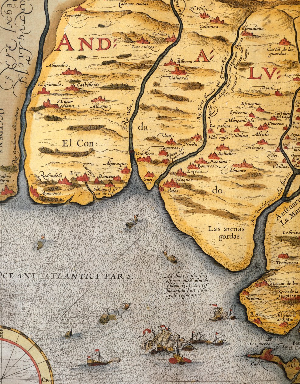 Palos kikötője, Abraham Ortelius (1528-1598), lemez alkotó: Abraham Ortelius