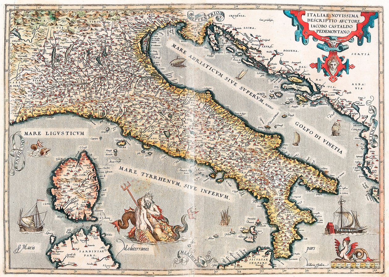 Olaszország legutóbbi leírása a szerzőtől Jacob Castaldo Piedmontano alkotó: Abraham Ortelius