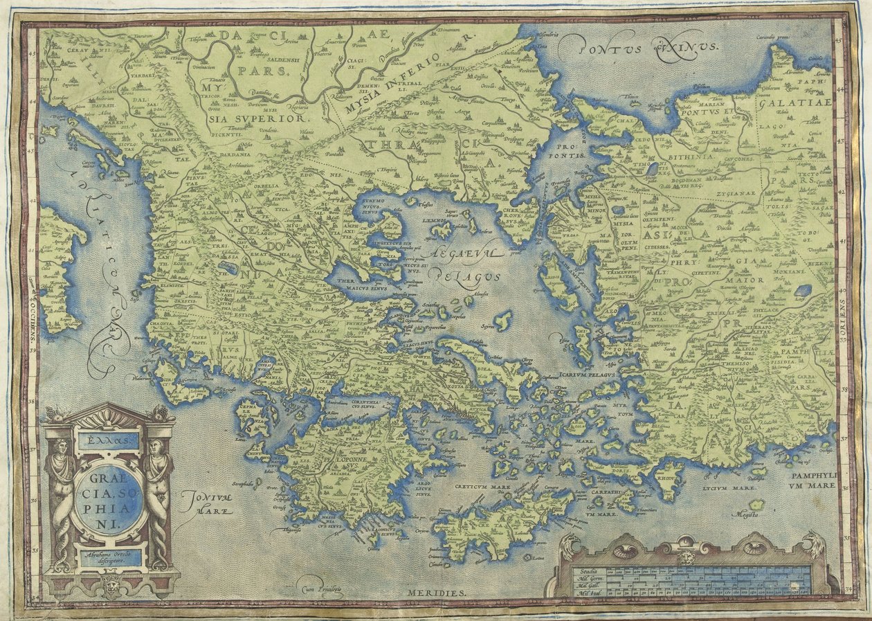 Görögország térkép Graecia, Sophiani (cím a tárgyon) alkotó: Abraham Ortelius