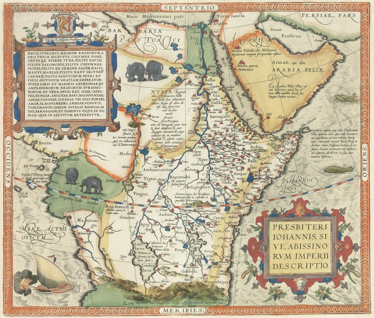 Afrika és az Arab-félsziget térképe, alkotó: Abraham Ortelius