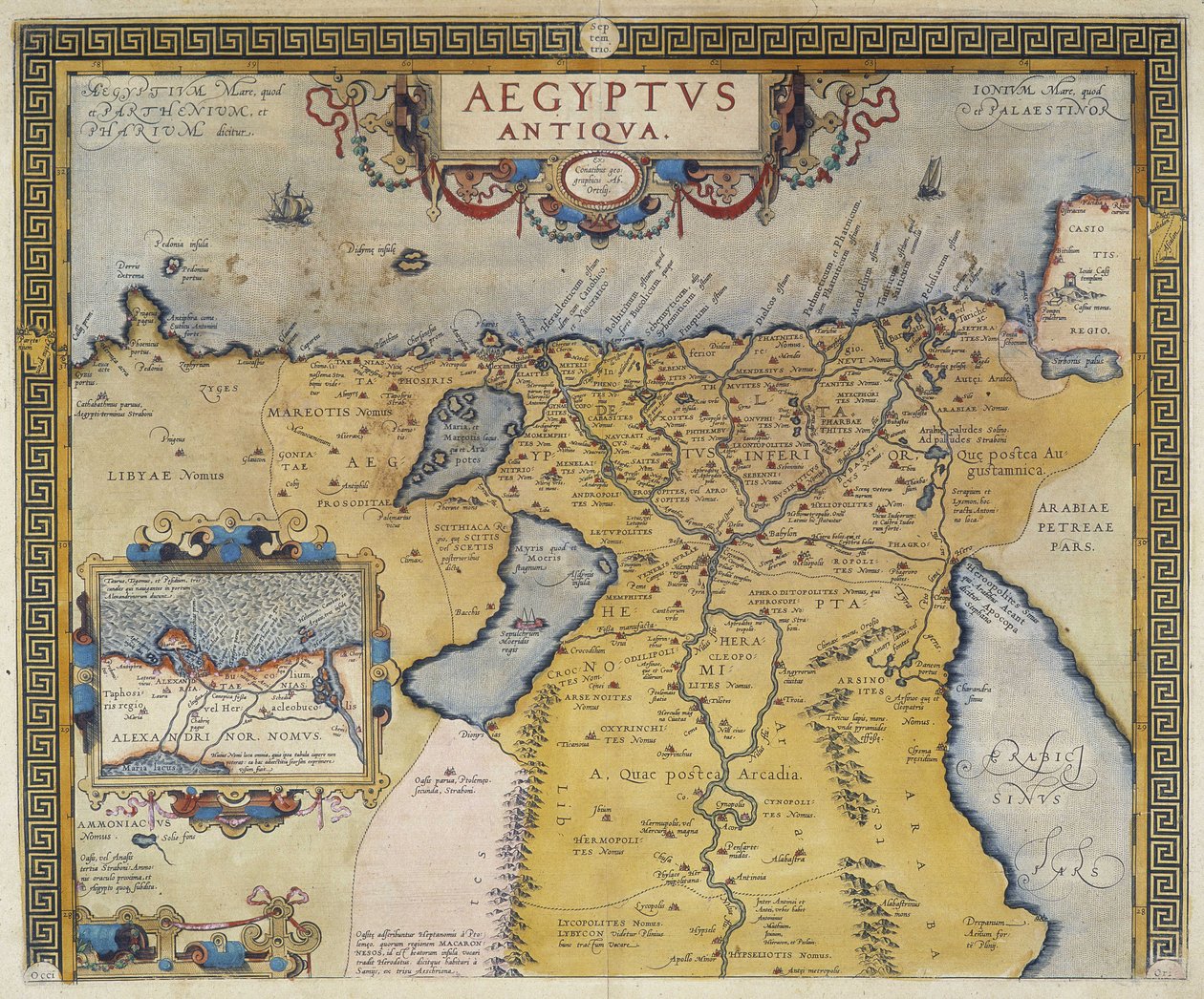 Az ókori Egyiptom térképe – Abraham Ortelius, Antwerpen alkotó: Abraham Ortelius