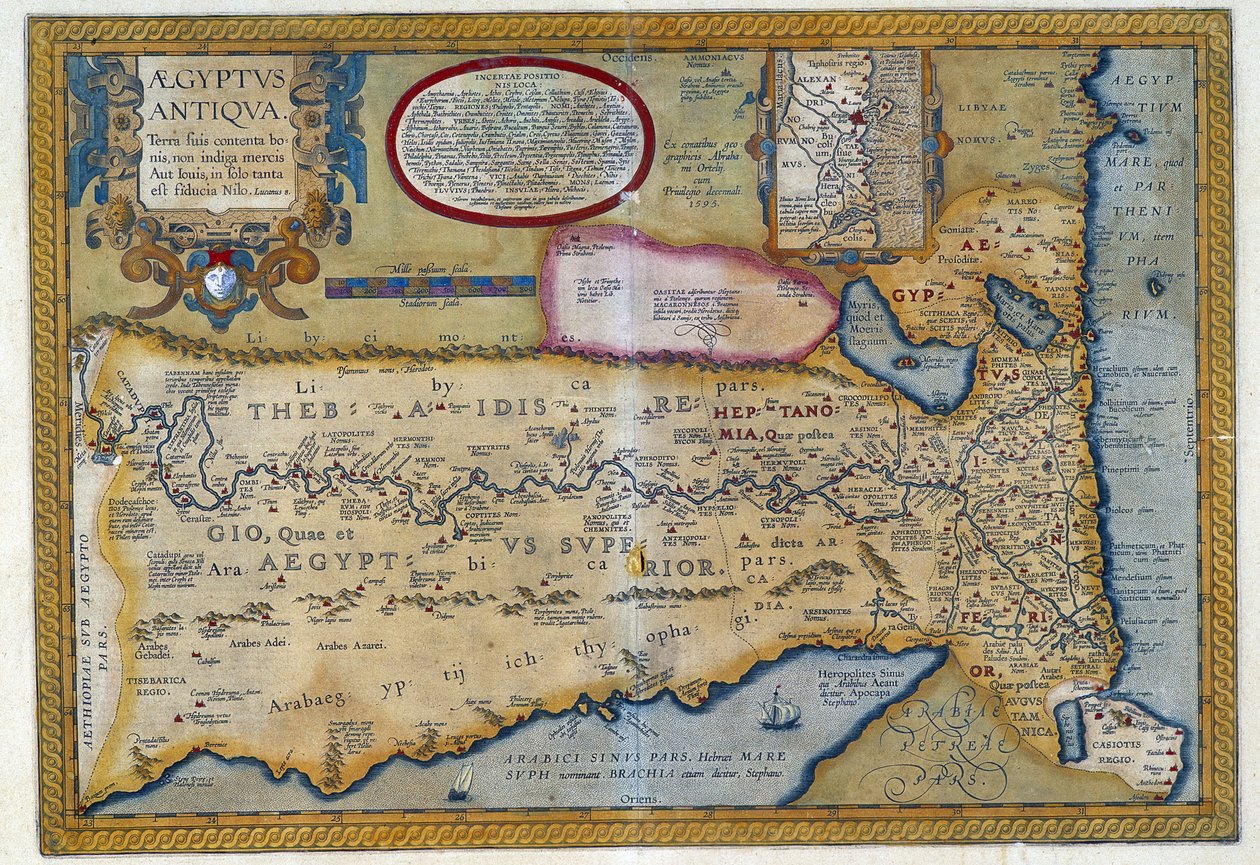 Az ókori Egyiptom térképe – Abraham Ortelius, Antwerpen alkotó: Abraham Ortelius