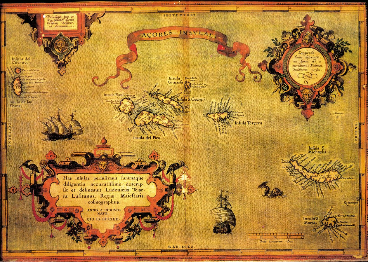 Az Azori-szigetek térképe, Abraham Ortelius alkotó: Abraham Ortelius