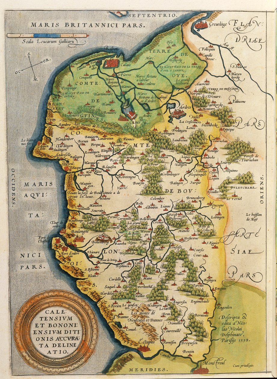 Calais terület térképe, Abraham Ortelius világszínházából alkotó: Abraham Ortelius