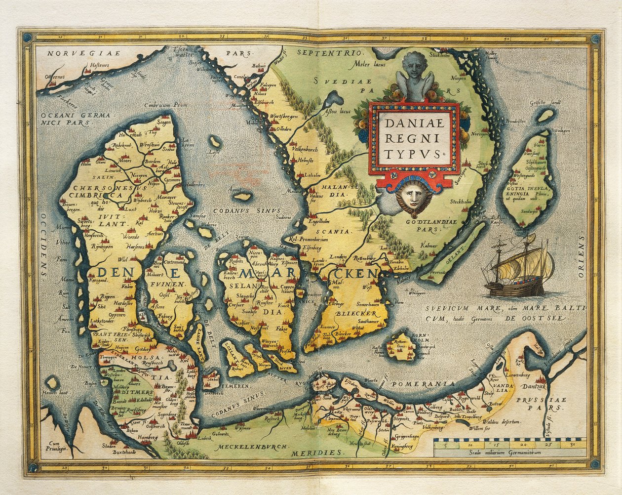 Dánia térképe, Abraham Ortelius világszínházából alkotó: Abraham Ortelius