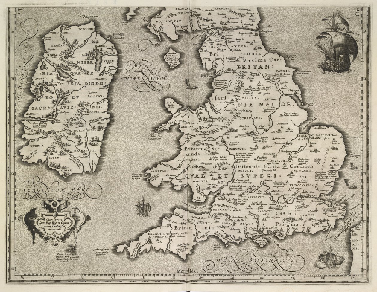 Anglia, Wales és Írország térképe, Theatrvm Orbis Terrarvm – Abraham Ortelius alkotó: Abraham Ortelius
