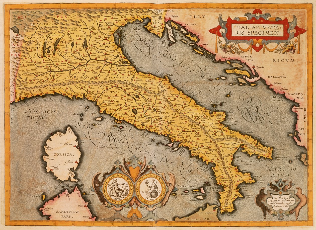 Olaszország térképe: Abraham Ortelius alkotó: Abraham Ortelius