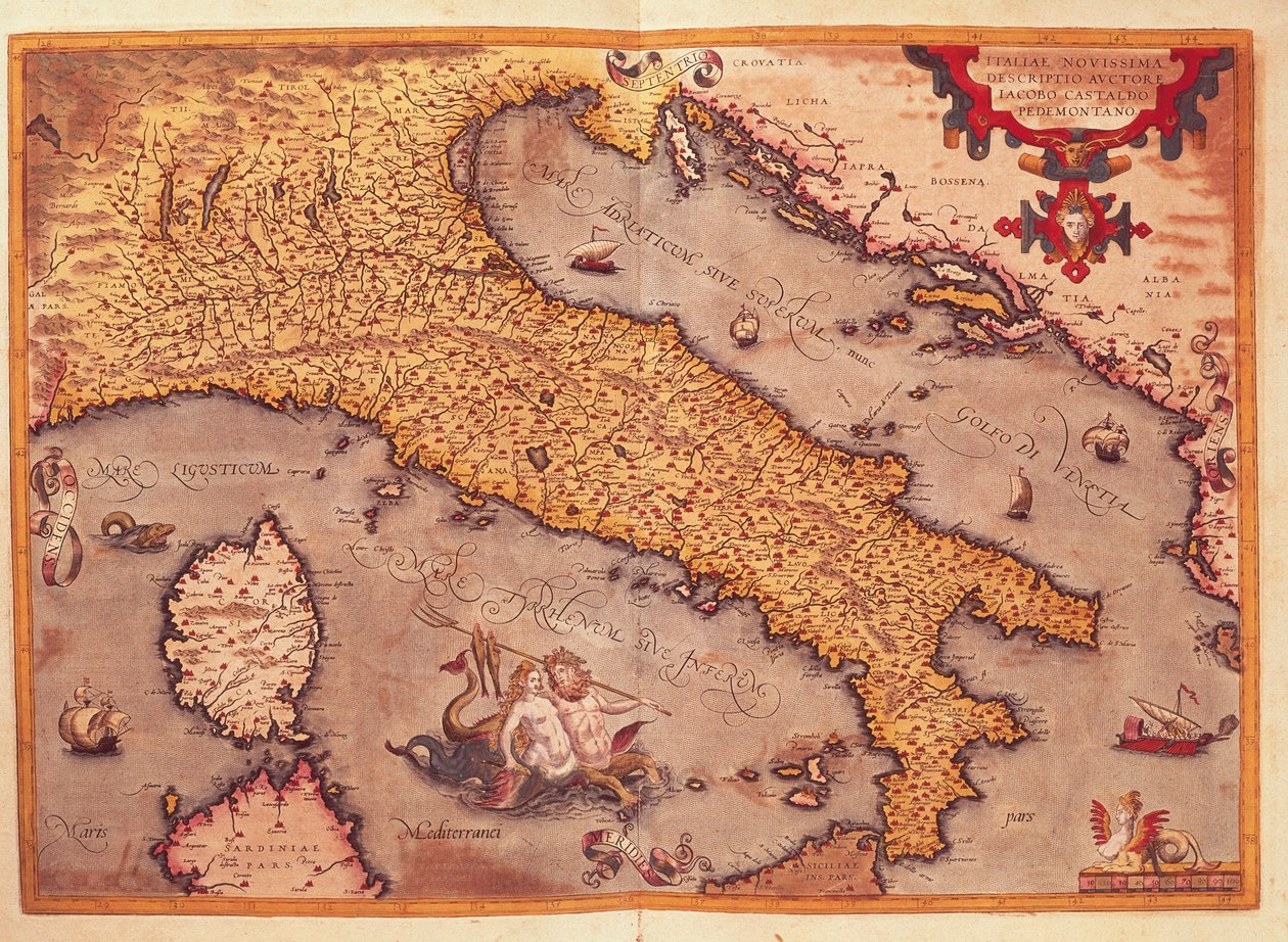 Olaszország térképe A Theatre of the Worldből, Abraham Ortelius alkotó: Abraham Ortelius
