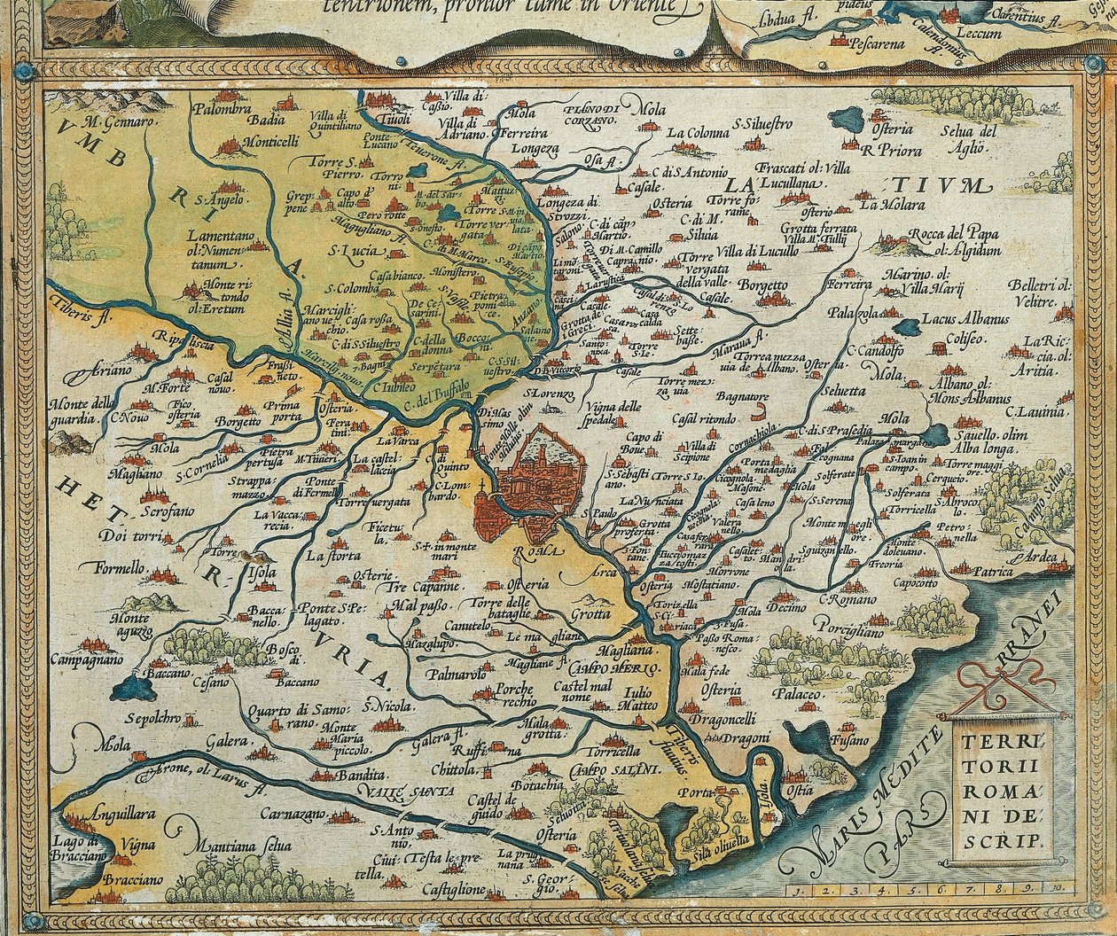 Lazio régió térképe, Abraham Ortelius Theatre of the World-ből alkotó: Abraham Ortelius