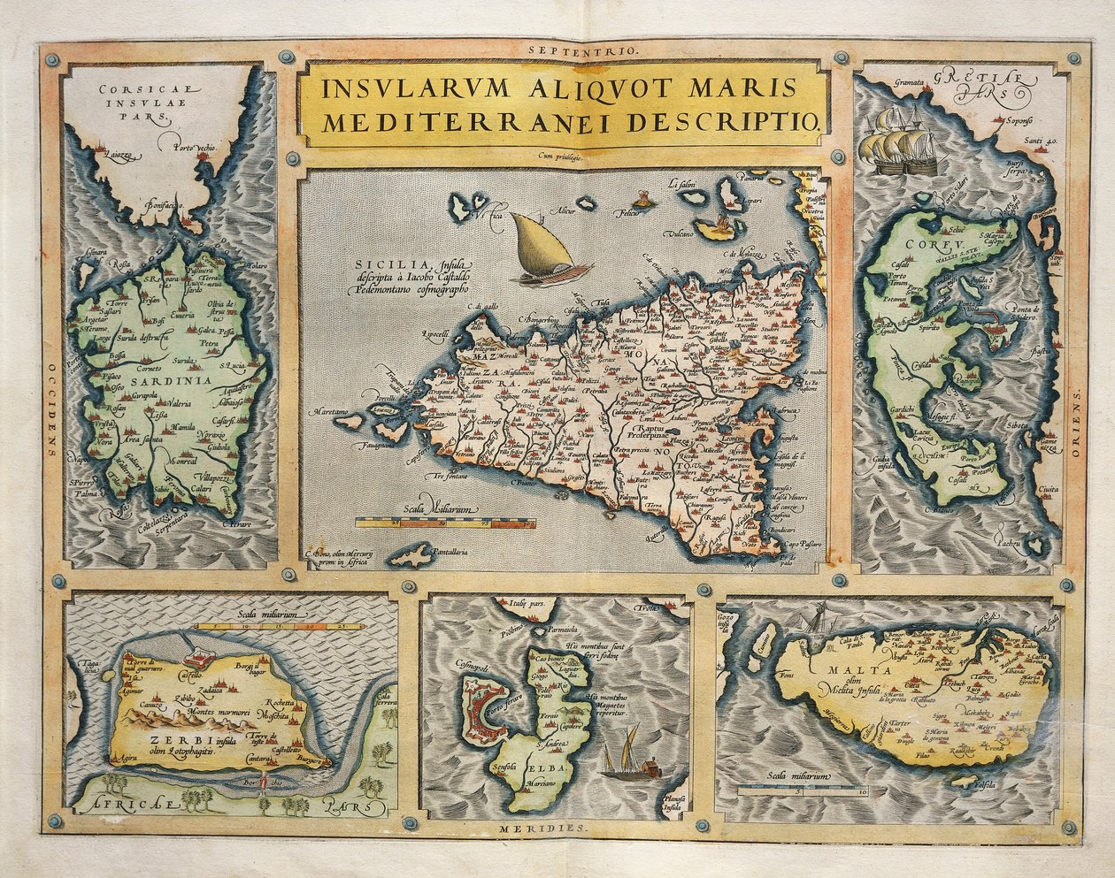 Földközi-tengeri szigetek térképe alkotó: Abraham Ortelius