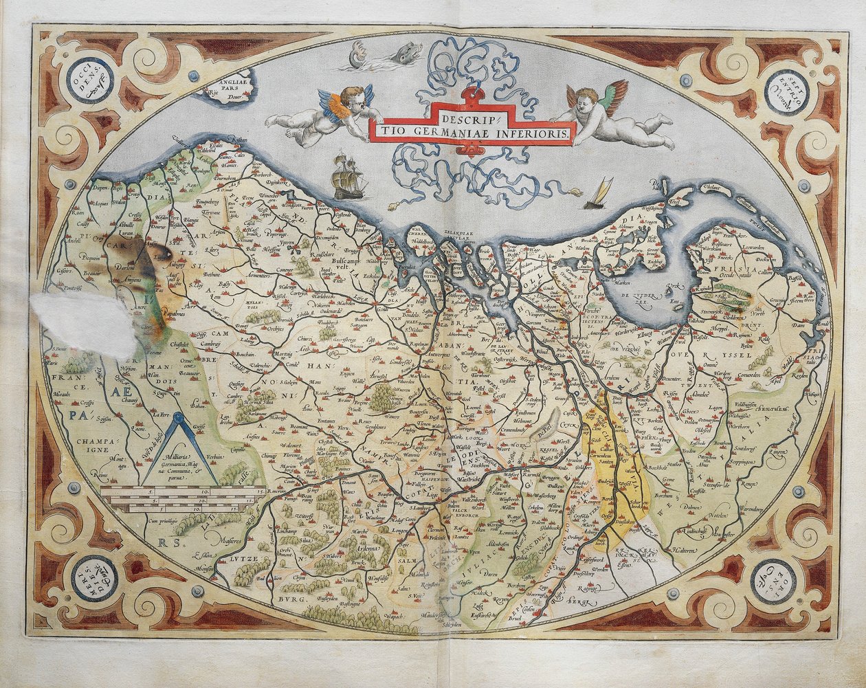 Hollandia térképe, Abraham Ortelius Theatrum Orbis Terrarum című művéből alkotó: Abraham Ortelius