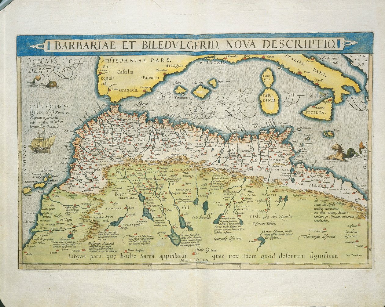 Észak-Afrika térképe, a Theatrum Orbis Terrarumból, Abraham Orteliustól alkotó: Abraham Ortelius
