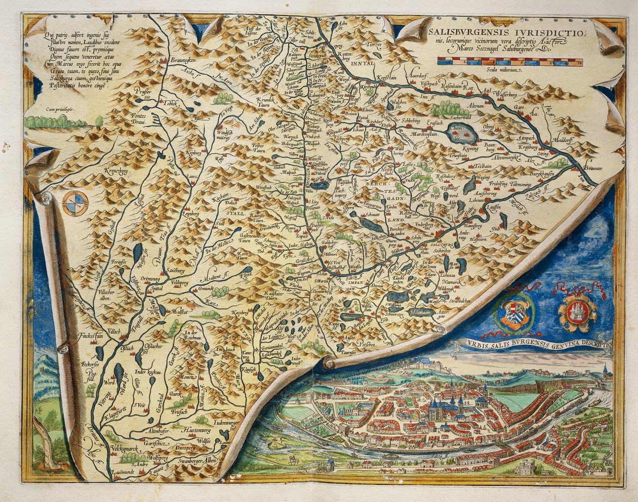 Az ausztriai salzburgi egyházmegye térképe, Abraham Ortelius The World Theatre-ből alkotó: Abraham Ortelius