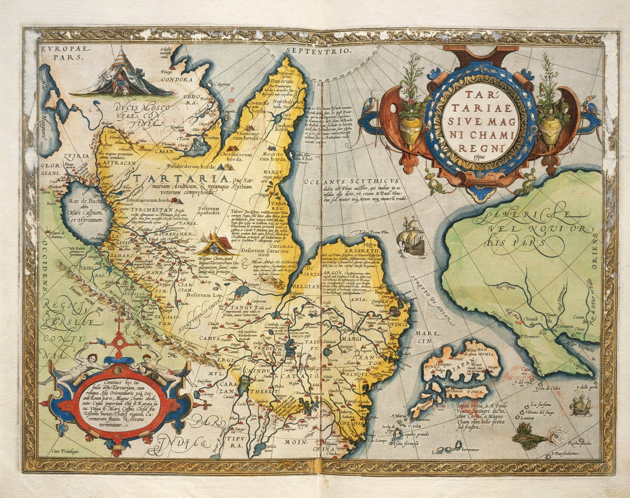 Tartár térképe, Észak-Közép-Ázsia, a Theatrum Orbis Terrarumból, Abraham Ortelius alkotó: Abraham Ortelius