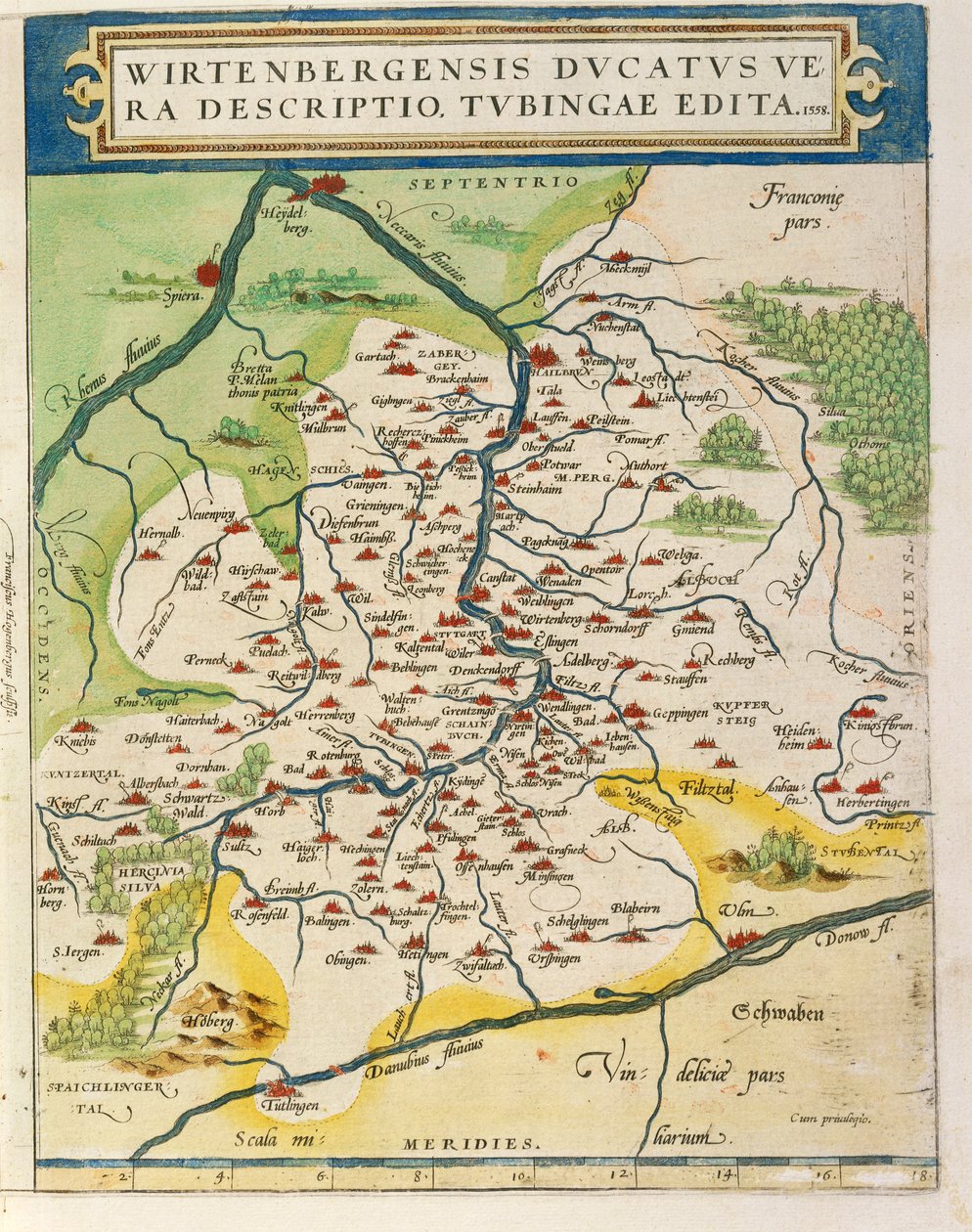 Württemberg térképe, a Theatrum Orbis Terrarumból, Abraham Orteliustól alkotó: Abraham Ortelius