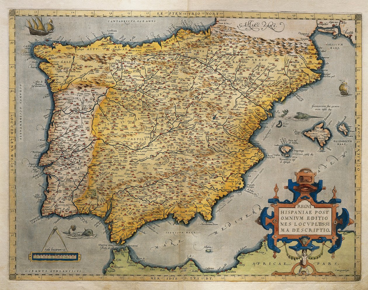 Az Ibériai-félsziget térképe, Abraham Ortelius alkotó: Abraham Ortelius