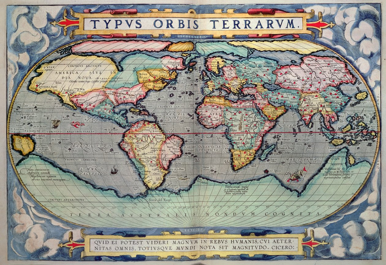 Világtérkép, az antwerpeni Theatrum Orbis Terrarumtól alkotó: Abraham Ortelius