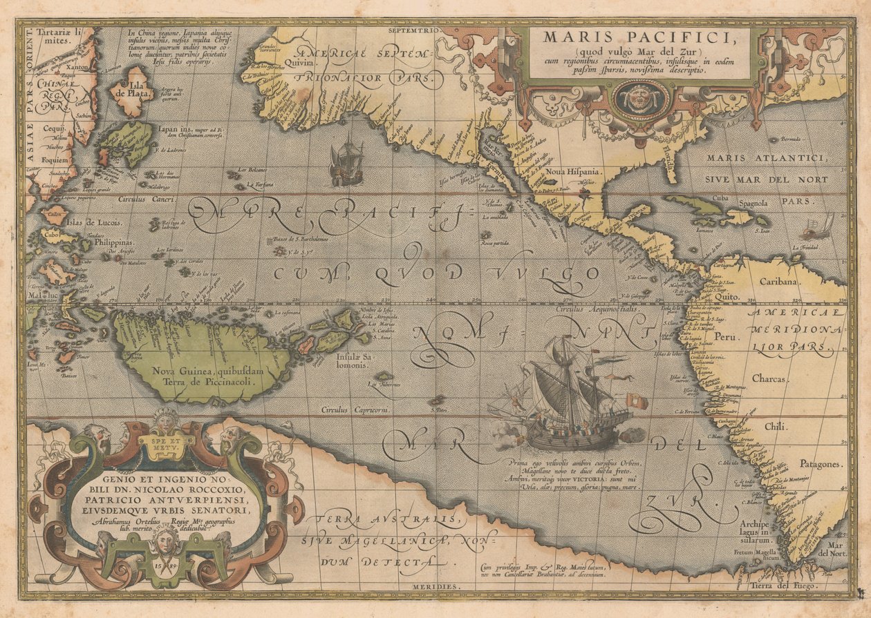 A Csendes-óceán tengere a világ színházából, 1595 alkotó: Abraham Ortelius