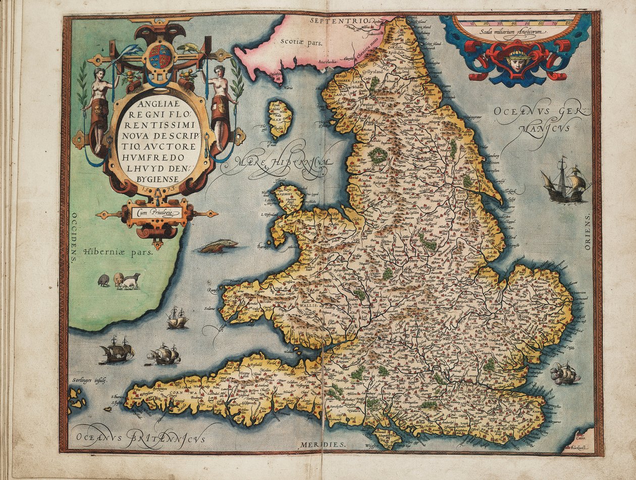 Anglia legvirágzóbb királyságának új térképe, készítette Humphrey Lloyd of Denbigh alkotó: Abraham Ortelius