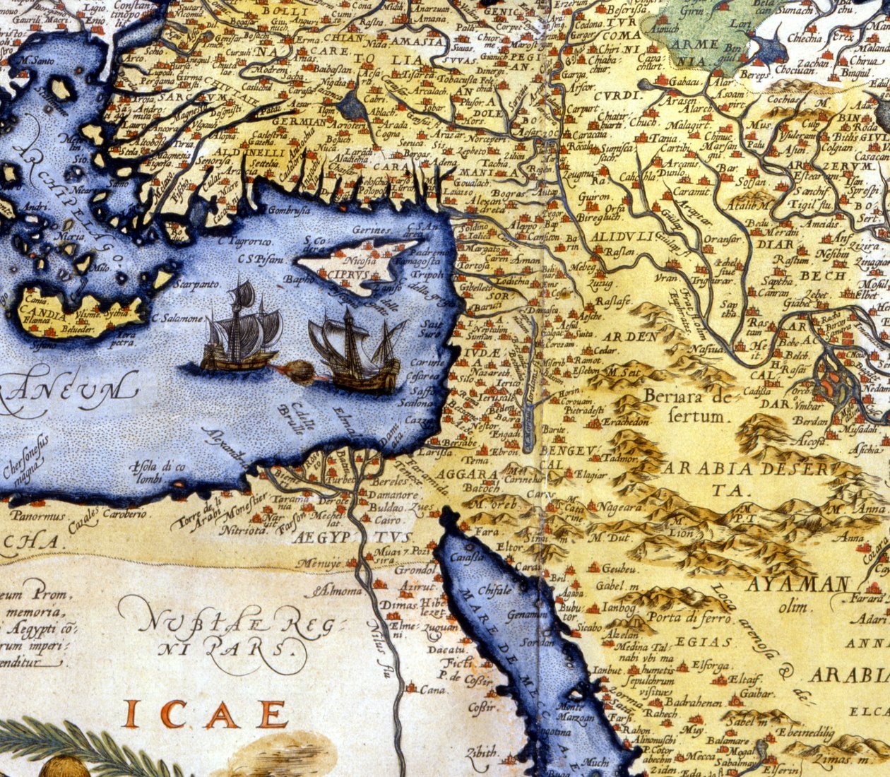 Palesztina és Egyiptom Ábrahám Ortelius atlasza után, Amszterdam alkotó: Abraham Ortelius