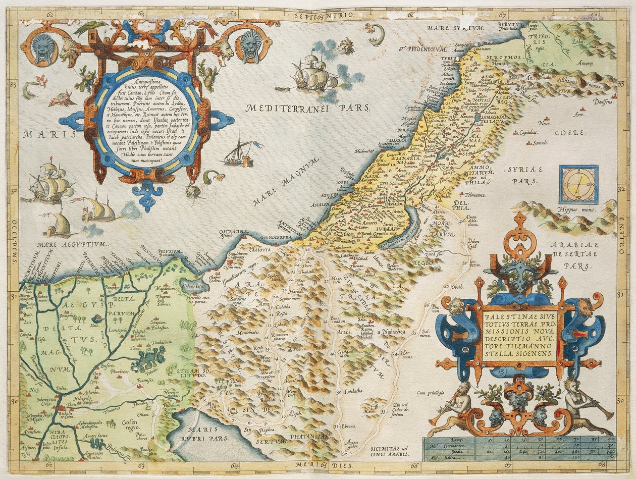 Palesztina, Abraham Ortelius, Theatre of the World, Antwerpen, lemez alkotó: Abraham Ortelius