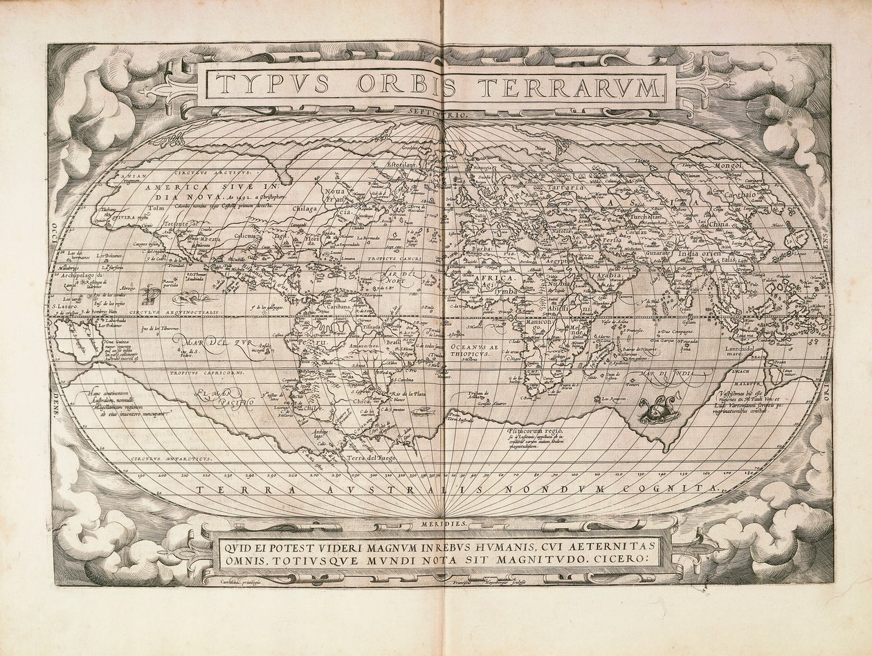 Planisphere from Theatrum Orbis Terrarum by Abraham Ortelius, nyomtatva Antwerpenben alkotó: Abraham Ortelius