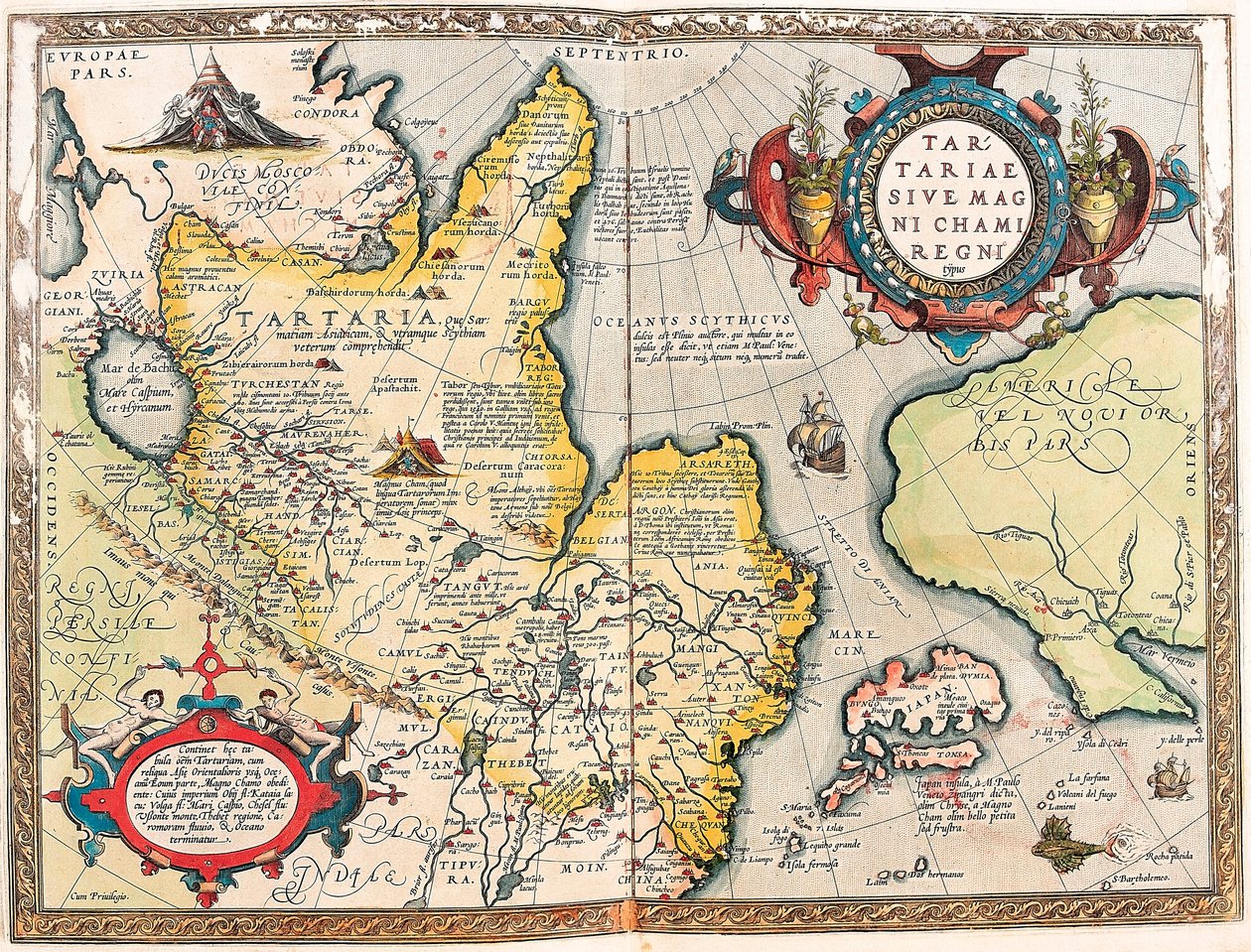 Chami Nagy Királyság Tartarusa Földrajzi térkép a tatár területről Abraham Ortelius (Oertel, Ortell vagy Ortel) "Theatrum of the World"-ből alkotó: Abraham Ortelius